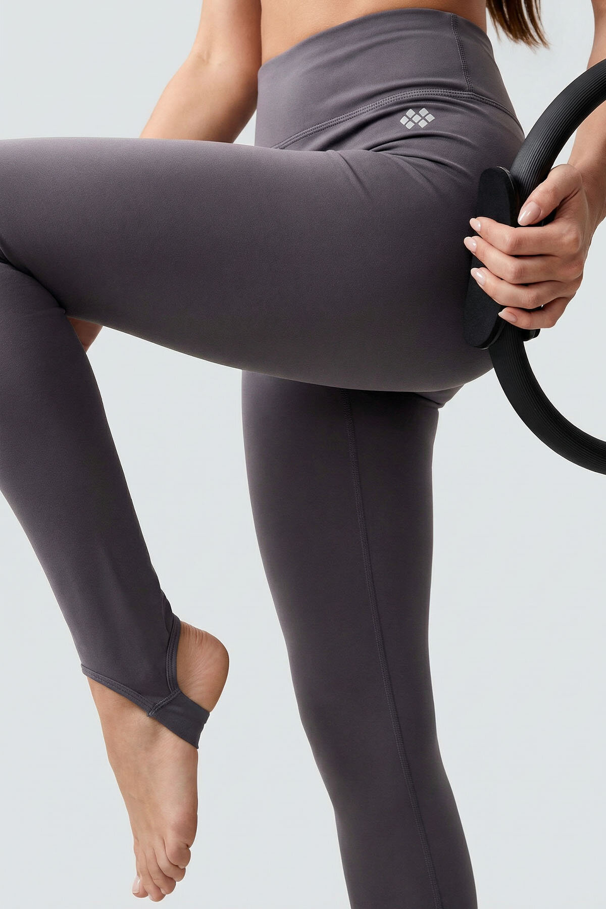 Kahverengi Standart Fit Esnek Spor Performans Kadın Topuklu Tayt - 94685